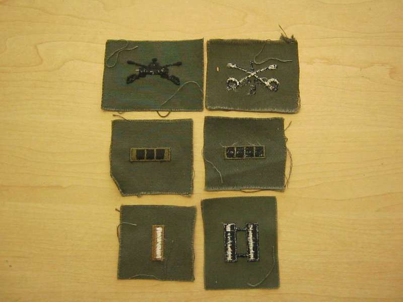 Lot of 6 US Vietnam era officers cloth collar badges.